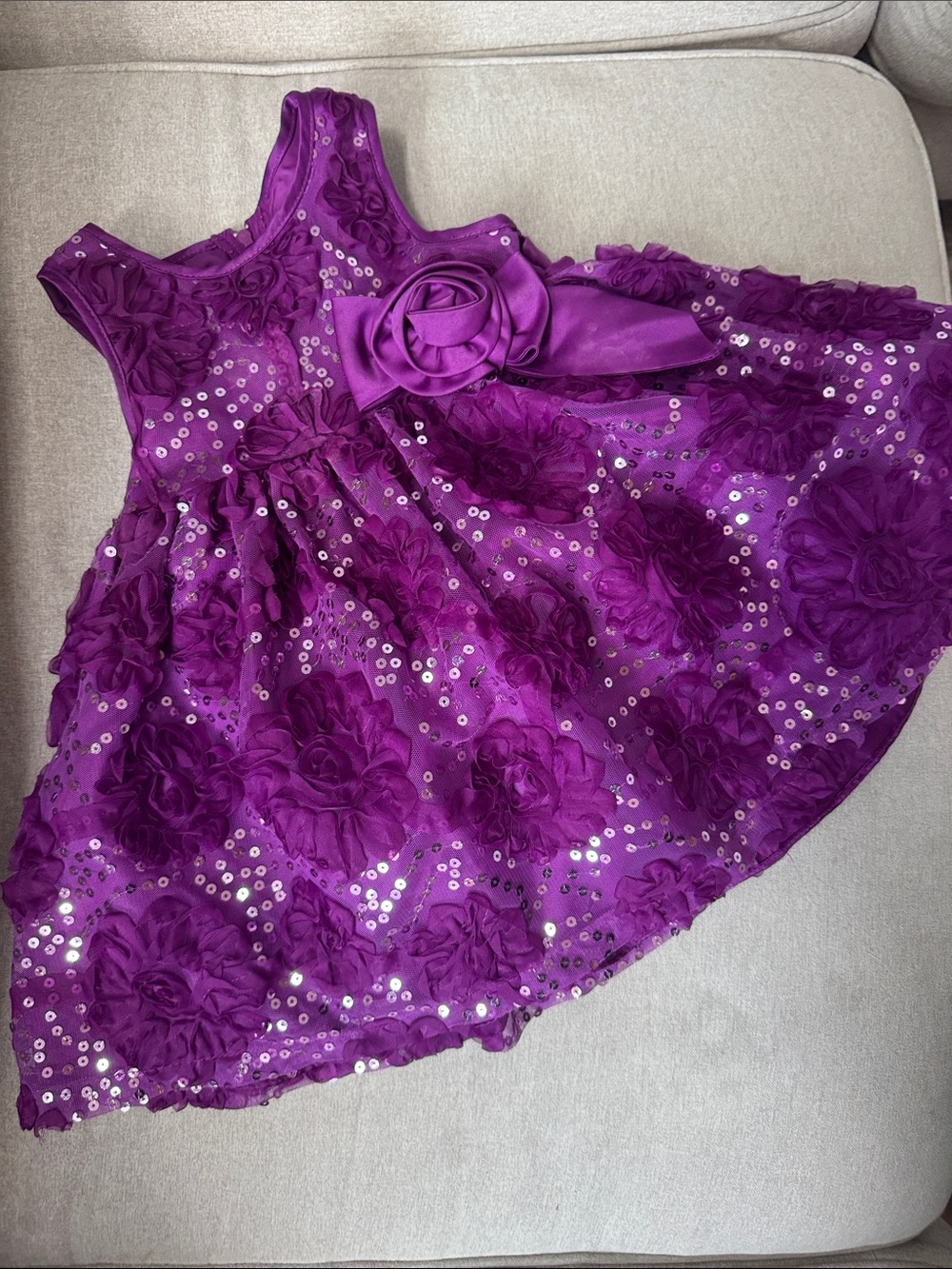 Bonnie Baby Purple Floral Sequin Rosette Dress